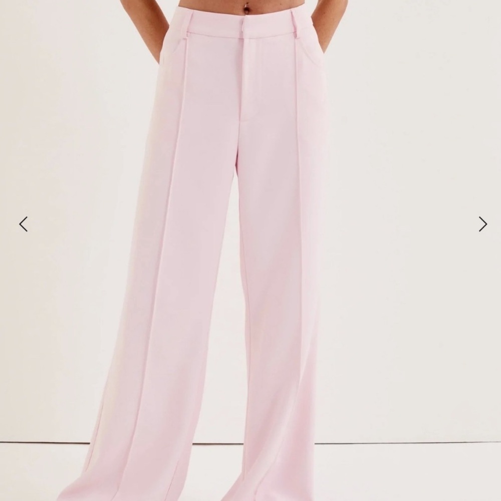 For Love and Lemons Shannon Pant Size Large Pink Straight Leg Dressy Wide Leg